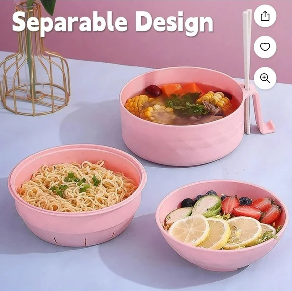 Pink Ramen Bowl Set with Utensils - Picture 7 of 12
